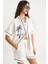 Kadın Palmiye Nakışlı Rahat Gömlek Cep Detaylı Şort Müslin Alt-Üst Takım G- 1