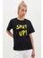 Bisiklet Yaka Oversize Shut-Up Baskılı T-Shırt 1