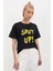 Bisiklet Yaka Oversize Shut-Up Baskılı T-Shırt 2