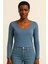 Fitted Havuz Yaka Dikiş Detaylı Stretch Crop Bluz 2