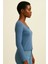 Fitted Havuz Yaka Dikiş Detaylı Stretch Crop Bluz 3
