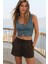 Dikiş Detaylı Fitted/vücuda Oturan Crop Denim Bluz 1