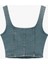 Dikiş Detaylı Fitted/vücuda Oturan Crop Denim Bluz 3