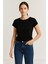 Bisiklet Yaka Kısa Kol Crop T-Shırt 2