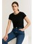 Bisiklet Yaka Kısa Kol Crop T-Shırt 3