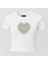 Taş Işlemeli Kalp Dekolteli Crop T-Shirt 2