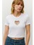 Taş Işlemeli Kalp Dekolteli Crop T-Shirt 3