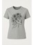 Bisiklet Yaka Çiçekli Yüz Baskı Kısa Kollu T-Shirt 1