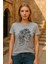 Bisiklet Yaka Çiçekli Yüz Baskı Kısa Kollu T-Shirt 2