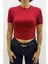 Likralı Bordo Crop Tshirt - MGN4783 1