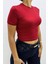 Likralı Bordo Crop Tshirt - MGN4783 2