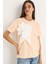 Kadın Çiçek Aksesuarlı Kısa Kollu Pamuklu T-Shirt 2