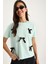 Kadın Saten Kurdela Aksesuarlı Taş Detaylı T-Shirt 1