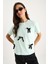 Kadın Saten Kurdela Aksesuarlı Taş Detaylı T-Shirt 3