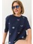 Kadın Göz Baskılı Kısa Kollu Pamuklu Oversize T-Shirt 1