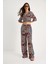 Kadın Desenli Crop Bluz Pantolon Takım 4