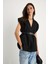 Kadın Cep Detaylı Kemerli Vatkalı Oversize Astarlı Blazer Yelek 3