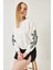 Kadın Kolları Nakış Desenli Sweatshirt 3