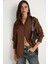 Kadın Düşük Omuz Oversize Basic Bürümcük Gömlek 3