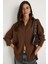 Kadın Düşük Omuz Oversize Basic Bürümcük Gömlek 4
