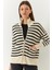 Kadın Çizgili Fermuarlı Triko Hırka 2