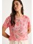 Kadın Bisiklet Yaka Desenli Dijital Baskılı Regular Yazlık Örme T-Shirt 4