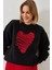Kadın Kalp Nakışlı Sweatshirt 1