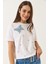 Kadın Kelebek Aksesuarlı Taş Işlemeli Kısa Kollu T-Shirt 2