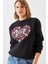 Kadın Üç Iplik Şardonlu Yuvarlak Yaka Pati Baskılı Sweatshirt Mbhs 5