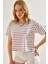 Kadın Bisiklet Yaka Çizgili T-Shirt 1