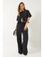 Kadın Bağlama Detaylı Kısa Kollu Bluz Pantolon Alt-Üst Takım 1