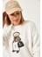 Kadın Üç Iplik Nakışlı Sweatshirt 1