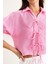 Kadın Bağlama Detaylı Kolları Büzgülü Müslin Crop Gömlek 5