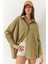 Kadın Düşük Omuz Oversize Basic Bürümcük Gömlek 1