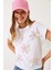 Kadın Kısa Kollu Renkli Tül Çiçek Aksesuarlı T-Shirt 2