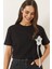 Kadın Aksesuarlı Kısa Kollu Pamuklu T-Shirt 2