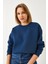 Kadın Bisiklet Yaka Şardonlu Basic Sweatshirt 2