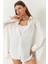 Kadın Düşük Omuz Oversize Basic Bürümcük Gömlek 3