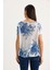 Kadın Bisiklet Yaka Desenli Dijital Baskılı Regular Yazlık Örme T-Shirt 5