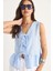 Kadın V Yaka Fiyonk Detaylı Müslin Peplum Bluz G- 3