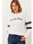 Kadın Şerit Kot Detaylı Taş Işlemeli Sweatshirt 2