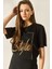 Kadın Style Yazılı Taş Baskılı Rahat Kalıp Pamuklu T-Shirt 1