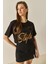 Kadın Style Yazılı Taş Baskılı Rahat Kalıp Pamuklu T-Shirt 3