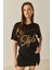 Kadın Style Yazılı Taş Baskılı Rahat Kalıp Pamuklu T-Shirt 4