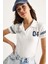 Kadın Polo Yaka Baskılı Kısa Kollu Crop T-Shirt 2