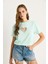 Kadın Taşlı Kalp Pencereli Pamuklu T-Shirt 2