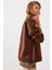 Kadın Bisiklet Yaka Şardonlu Fermuar Detaylı Basic Sweatshirt 3