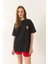 Kadın Baskılı Pamuklu Oversize Örme T-Shirt 3