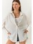 Kadın Düşük Omuz Oversize Basic Bürümcük Gömlek 1