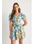 Kadın Çiçek Desenli Fiyonk Detaylı Mini Elbise 4